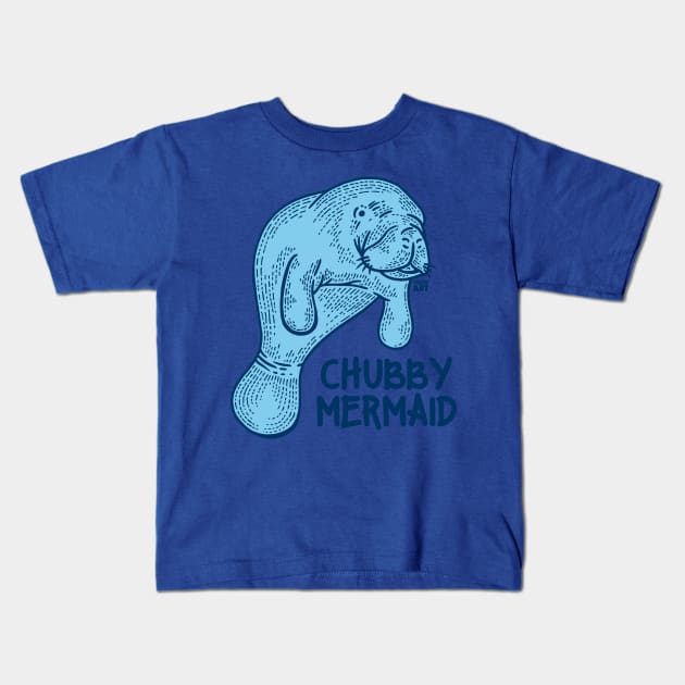 CHUBBY MERMAID Kids T-Shirt by toddgoldmanart